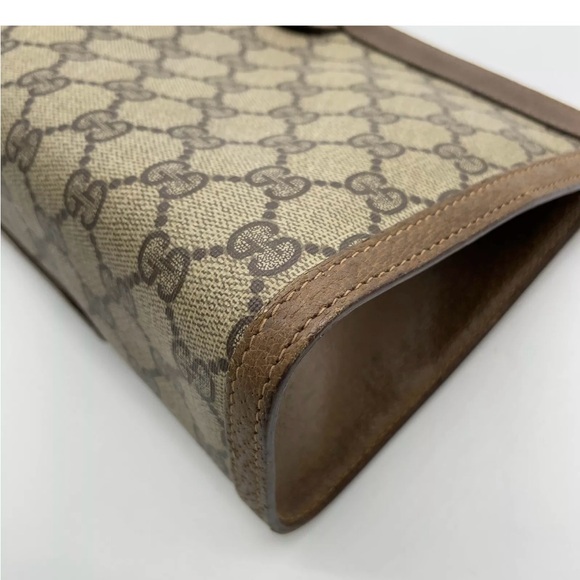 💯 Authentic Gucci suprime GG Sherry Line PVC Brown Clutch Bag NS080844 - Picture 10 of 15